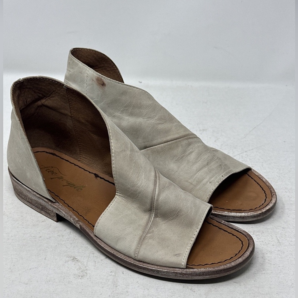 Free People Mont Blanc Asymmetrical Gray Open Toe Slide Sandal Women’s Sz 38/ 8